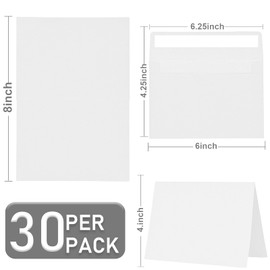 Xinilove 30 Pack White Invitation Cardstock with 30 Pack Envelopes,Blank Cards and Envelopes 4x6,Self-Seal Thank you Blank Greeting Cards and Envelopes, for All Occasions DIY, Print custom