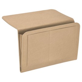 PATIKIL 13in Bedside Caddy, Bed Caddy Bedside Organizer Hanging 5 Pocket Soft Felt Bed Pockets Bedside Storage Organizer Remote Control Holder for Bedroom Phones Glasses, Beige