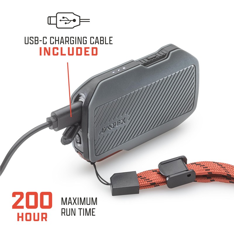 AMPEX Rechargeable Flashlight | 300 Lumen LED Flashlight, Waterproof, Red