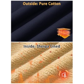 KEFITEVD Mens Winter Jacket Fleece Lined Cargo Thick Button Coats Casual Sherpa Jackets for Cold Weather Navy S