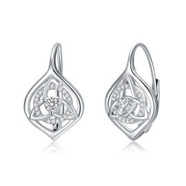 VONALA Celtic Creole Earrings 925 Sterling Silver Irish Celtic Knot Leverback Earrings Celtic Jewellery for Women, Sterling Silver