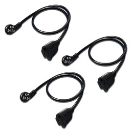 POWERCORDS Flat Plug Extension Cord 18 in 3-Pack – 45 Degree Angled Low Profile Plug, Space Saving Outlet Extender, UL Listed 16 AWG 3 Prong Power Cord for Tight Spacesk