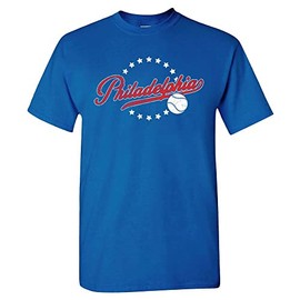 Philadelphia Baseball Vintage Men's Fan T-Shirt (Royal Shirt, 3XL)