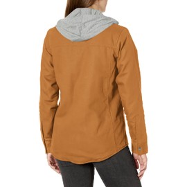 Dickies Women's Hooded Shirt Jacket, Brown Duck, S
