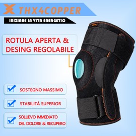 Thx4COPPER Adjustable Knee Support Knee Support with Side Splints Knee Stabilizers Hiking Climbing Sports Support - S