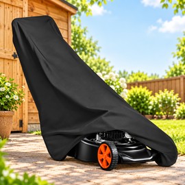 Waterproof Lawn Mower Cover - 210D Oxford Cloth with Drawstring for Outdoor Storage