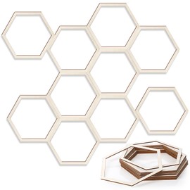 Gerrii 24 Pcs 4.7 Inch Honeycomb Decorations Unfinished Wooden Hexagon Wall Decor Hexagon Wall Stickers Decorative Wood Honeycomb Beehive Sign for Baby Shower Honeybee DIY Birthday Party Decor