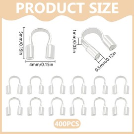 HOBBIESAY 400Pcs Silver Brass Wire Guard 5mm Long U Shape Jewelry Wire Protectors Loops Golden Silver Wire Guardians Guardians Wire Protectors for Jewelry Making Hole: 0.5mm