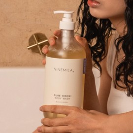 NINEMILA Pure Hinoki Black Berry Bath and Shower Soap Cleanser for Body Care - Smooth Exfoliating, Skin PH control, Atopic care with Hinoki Essential Oil, Vegan and Sulfate Free 1000ml, 33.8 Fl oz