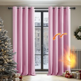 Deconovo Deconovo Super Soft Thermal Insulated Blackout Curtains Blackout Eyelet Curtains Window Treatment Curtains for Bedroom Pink 42 x 95 Inch 2 Panels