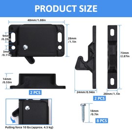 2 x Cabinet Door Lock Drawer Lock Cabinet Door Lock with Screws 4.5 kg Push-to-Close Grip Locks RV Drawer Latch Cabinet Box Lock for Chränke Sliding Doors Home