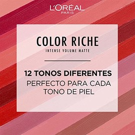 L'Oréal Paris Labial en Barra Mate con Ácido Hialurónico, Color Riche Intense Volume Matte |480 LE PLUM DOMINANT, 1.8g