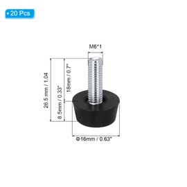 PATIKIL M6 Thread Furniture Leveling Feet, 20 Pcs M6 x 1 Adjustable Leg Levelers Screw in Table Leg Levelers Feet for Desk Chairs Cabinet Stool Legs