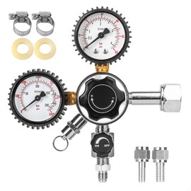 Gancowise CGA-320 Keg Regulator, Dual Gauge CO2 Pressure Regulator with 2 Swivel Nut 1/4’’ & 5/16’’ Barb, 0-60 PSI Working Pressure & 0-3000 PSI Tank Pressure