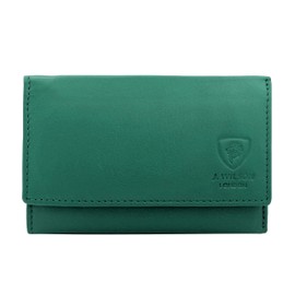 J. Wilson London Ladies RFID Safe Designer Leather Purse Card Women Wallet Zip Pocket Boxed (Teal)