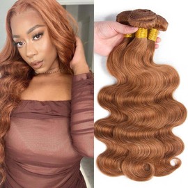 Light Brown Body Wave Human Hair Bundles Color 30 Brown Body Wave Bundles Human Hair Double Weft Brazilian Hair Extensions Wet and Wavy Bundles Silky Soft for Black Women 22 24 26 inch