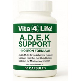 Vita4Life!® ADEK Fat Soluble Vitamins A D E K - High Absorption Bariatric Multivitamin - No Iron, 1 / Vita4Life!® ADEK Fat Soluble Vitamins A D E K - High Absorption Bariatric Multivitamin - No Iron, 1