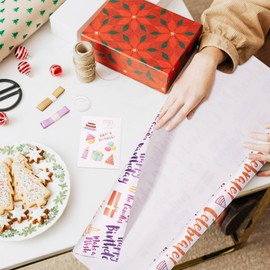 Beadthoven Birthday Wrapping Paper Set 6pc Colorful Heart Star Pattern Happy Birthday Presents Wrapping Paper with Sticker, Tape, ribbon for Birthday Party Christmas Presents Packaging Supplies