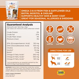 Vital Planet - Skin and Coat for Dogs with Biotin and Omega 3-6-9 to Support a Soft and Shiny Coat - 30 Hickory Flavored Soft Chews