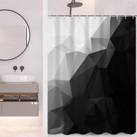 Umpoo Black and White Bathroom Shower Curtain Abstract Stereoscopic Geometric Pattern Shower Curtain with Hooks Polyester Waterproof Fabric Modern Minimalist Art Shower Curtain Decor, 72x84 Inch
