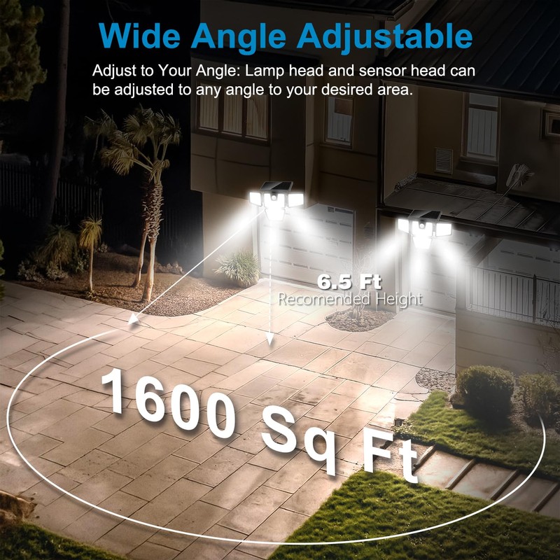 AmeriTop Solar Lights Outdoor, 2 Pack LED High Brightness Cordless