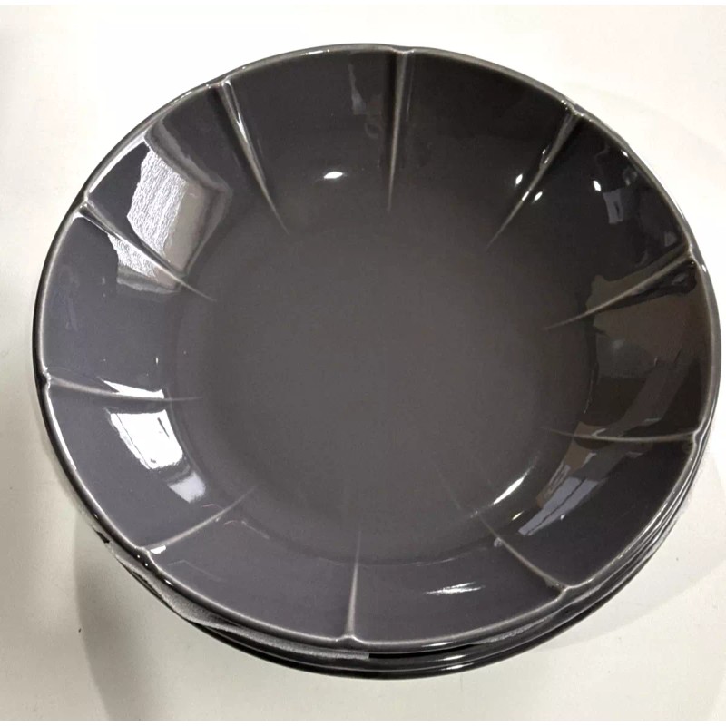 IKEA New IKEA STRIMMIG Deep plate 4 Pack Stoneware grey