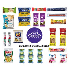 LakeHouse 25 Gluten Free Snacks - Quality Celiac-Friendly Healthy Snacks Variety Pack For Kids Adults - Gluten Free Snack Box - College Care Package Gift Basket - Snack Boxes For Kids