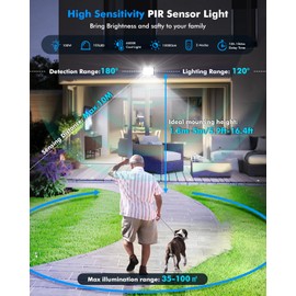 Bellanny 100W Security Lights Outdoor Motion Sensor with Remote Control, 10000LM 6500K Daylight PIR Security Light, IP66 Waterproof Motion Sensor Lights Outdoor for Garden, Patio, Backyard, Rooftop