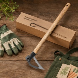 Handheld Hollow Weeding Hoe for Garden Care – Thickened Steel Blade for Soil Loosening, Planting and Weed Removal