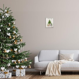 Stupell Industries Rustic Distressed Merry Christmas Tree Illustration Deborah Brown Grey Framed Wall Art, 11x14