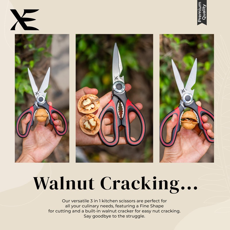 XE Kitchen Shears Heavy Duty - Stainless Steel Meat Scissors