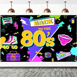CheeseandU Back to The 80's Banner 80's Retro Photo Backdroop 80s Themed Adult Birthday Party Decorations Banner for Photography Background 80's Party Supplies, 70.8 x 43.3 inch