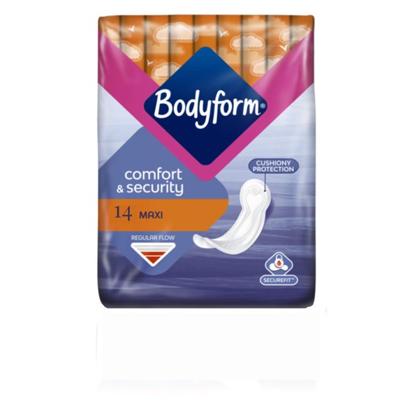 Bodyform Maxi Normal Sanitary Towels 14 - Total 56 Towels (Pack of 4, Maxi 14)