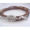 Silver leaf with veins: wrap bracelet with small leaf