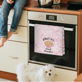 JINYO Best Great Grandma Gifts Kitchen Towels, Gifts for Great Grandma Hand Towels, Great Grandma Christmas Birthday Dish Towels Tea Towels for Kitchen, 6x24 Inch