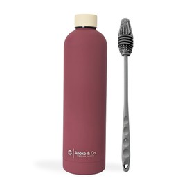 Anoko & Co. Insulated Stainless Steel Water Bottle with Cleaning Brush - 32Oz Matte finish–Leakproof, BPA-Free, Double-Wall Vacuum Flask | Keeps Drinks Hot for 12H & Cold for 24H | for the go