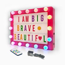 Cinema Light Box with 290 Letters,Icons, Stocking Stuffers Christmas Birthday Gifts Ideas for Teen Girls Women, DIY LED Sign Light Up Marquee Message Board for Home Office Cute Room Desk Decor(Pink)