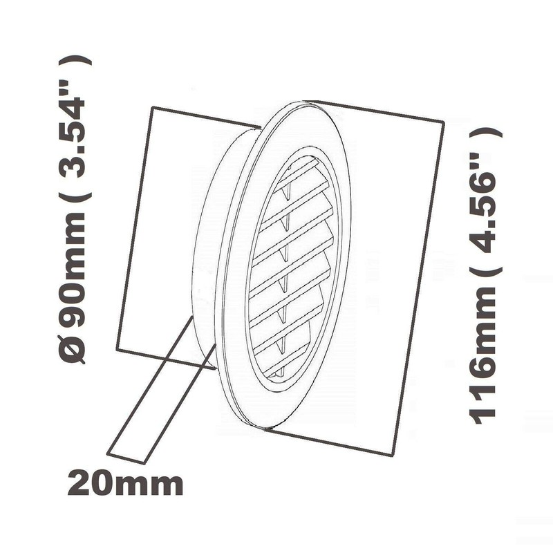 Cotarba 90mm Round Air Vent Grille - White