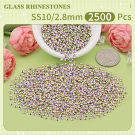 2500PCS SS10/2.8mm Crystal Rhinestones (Crystal AB), Bedazzling Flatback Glass Rhinestones for Crafting DIY Nail Art Makeup Decoration, Gems Diomand Charms for Tumbler Shoes Clothing Mug