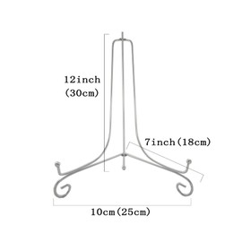 Tincogo (2 pack) 12" Iron Plate Stand, Silver Iron Easel Plate Display Photo Holder Stand, Displays Picture Frames, Cookbooks, Decorative Plates, Tablets and Art