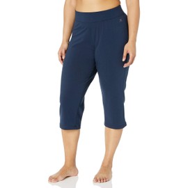 Danskin Women's Plus Size Sleek Fit Yoga Crop Pant, Midnight Navy, S