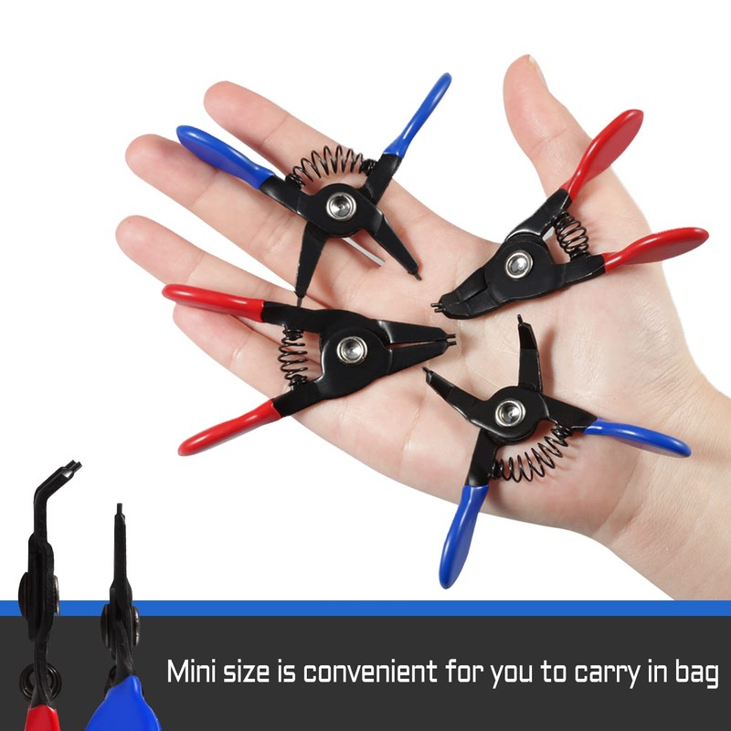 LEONTOOL 4 Pcs Mini Snap Ring Pliers Set, 3" Internal