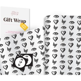 Funny & Rude Wrapping Paper - 2 Sheets of Naughty Gift Wrap with Tags - Offensive Present Wrapping Paper for Birthday (I Love Cockerels)