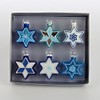 Set of 6 Glittered Blue and White Star of David