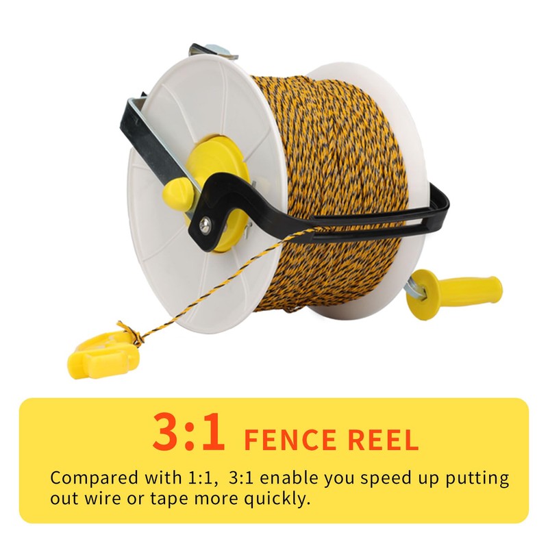 3:1 Geared Reel Prewound Polywire with 6 Stainless Steel Conductor/Strands