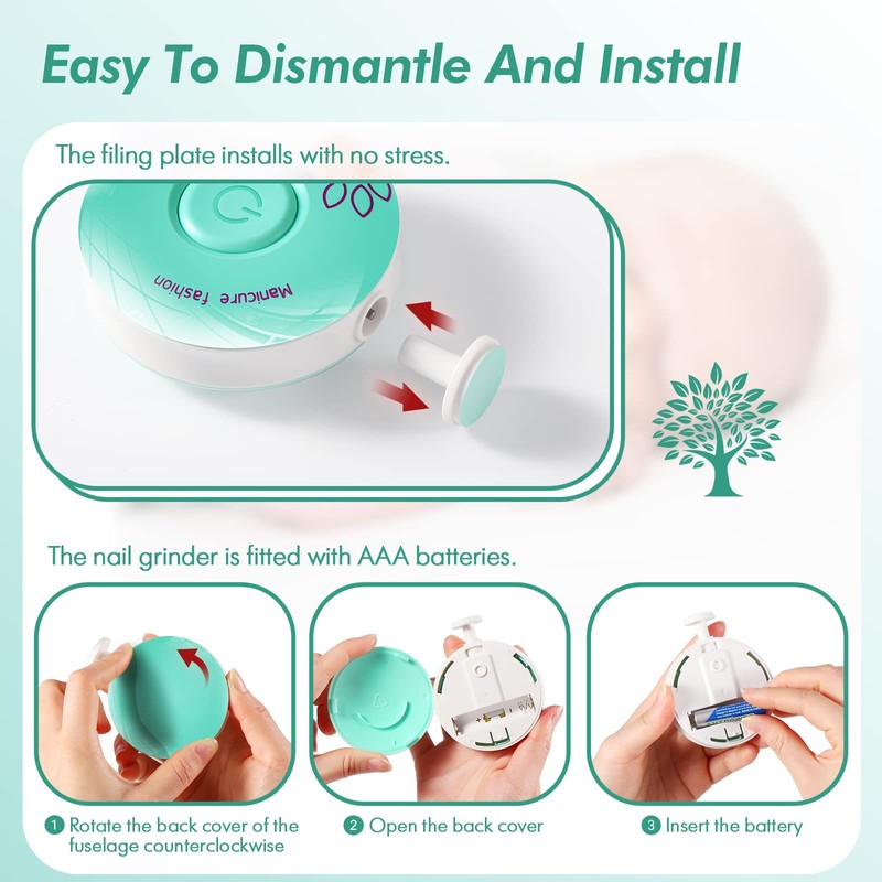Brencco Electric Nail File for Children with Six Interchangeable Sharpening