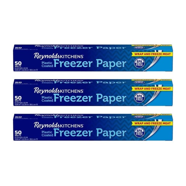 Reynolds Kitchens Freezer Paper - 50 Square Foot Roll, White (Pack of 3)