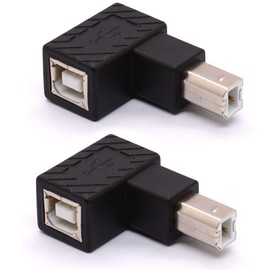 USB B 2.0 Adapter, USB 2.0 Type-B Printer Adapter, 90 Degree Angle USB 2.0 Type-B Male to Female Printer Adapter for Printer, Scanner, Fax Machine, Mobile HDD(Up 2Pcs)