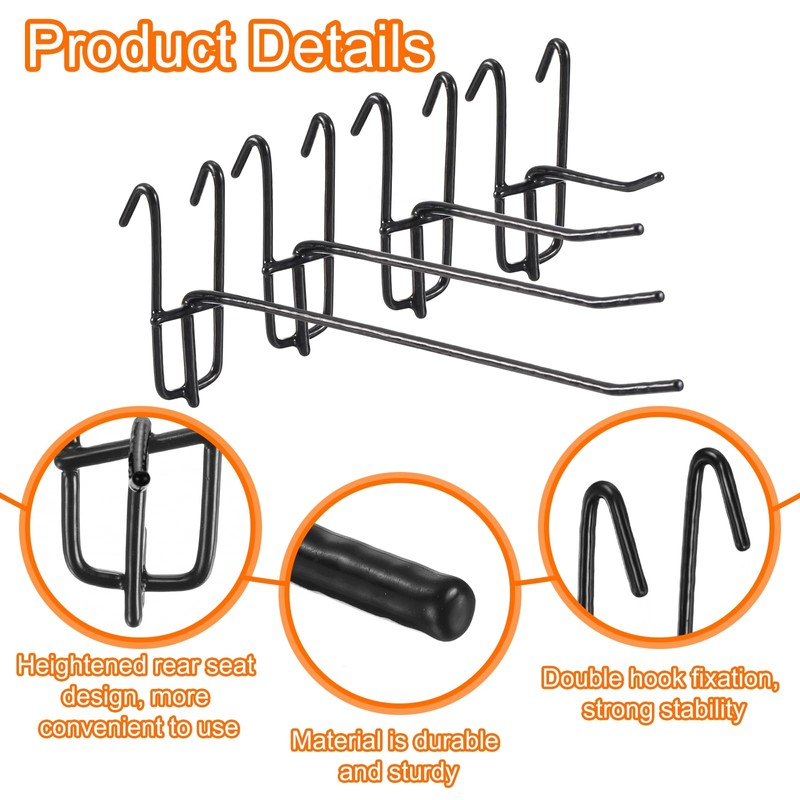 sourcing map 8 Grid Wall Hooks, 2/4/6/8 Inch Grid Wall