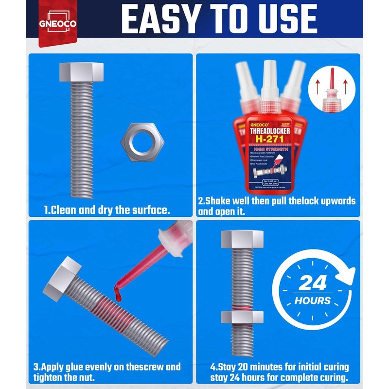 ThreadLocker Red, Thread Lock High Strength Lock Tight for Nuts,